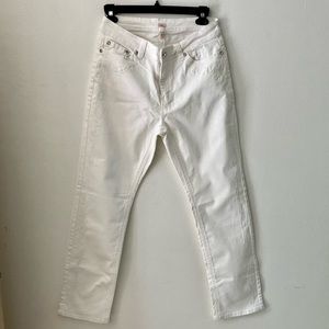 EUC Reba White, Straight Leg, Stretch Jeans  size 12. Jewelled and Embroidered.